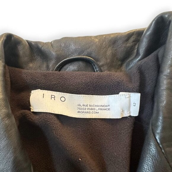 IRO Paris Newhan Lambskin Leather Jacket Black Size 42 FR, Retail $1,345 - Picture 4 of 16
